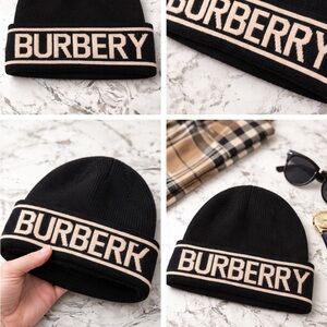 Burberry Black and Tan Logo Beanie